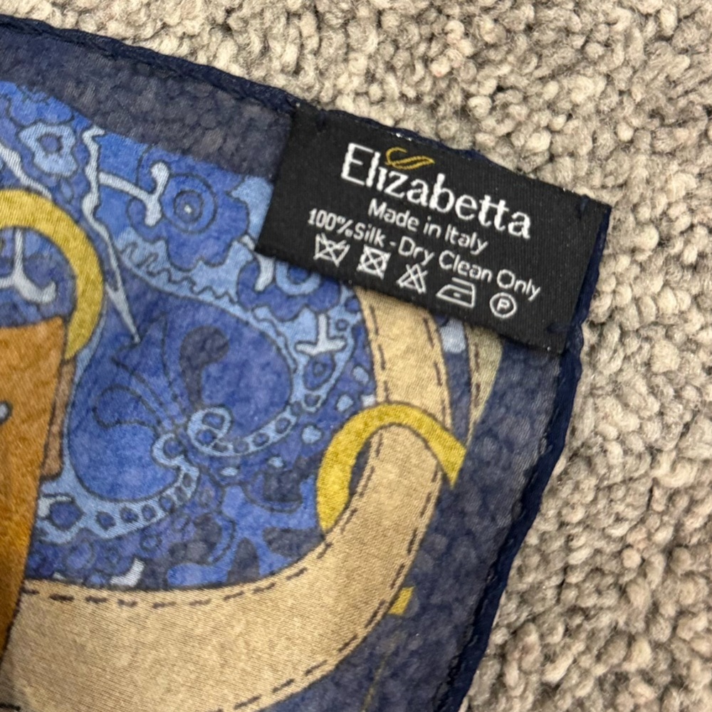 Elizabetta Alessandra Long Silk Scarf Navy - Picture 5 of 9